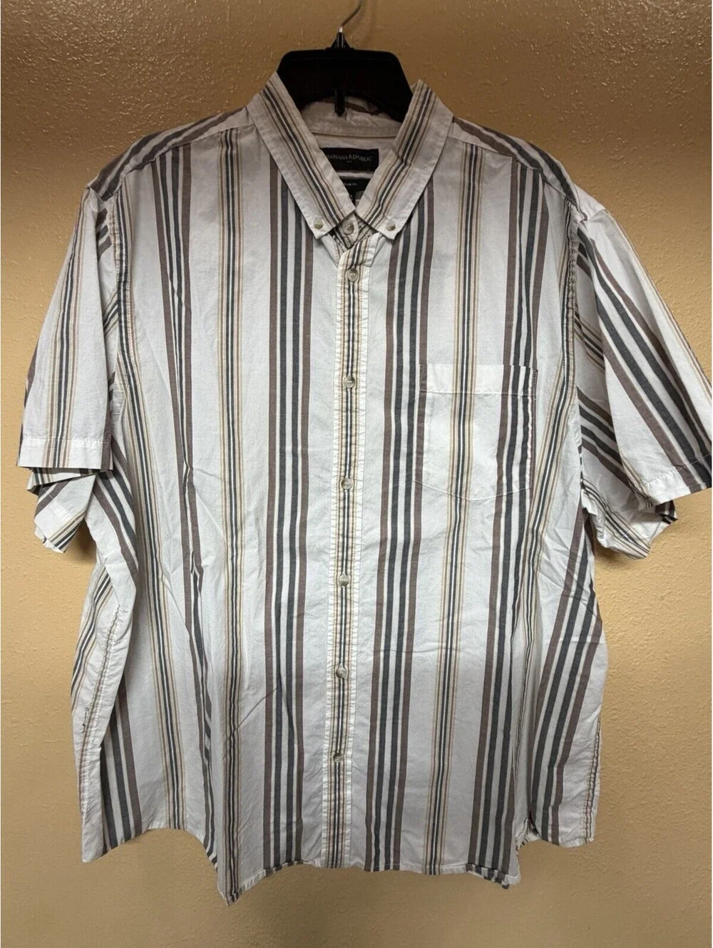 Banana Republic Slim Fit Mens Striped Button-Down Shirt, Size XXL